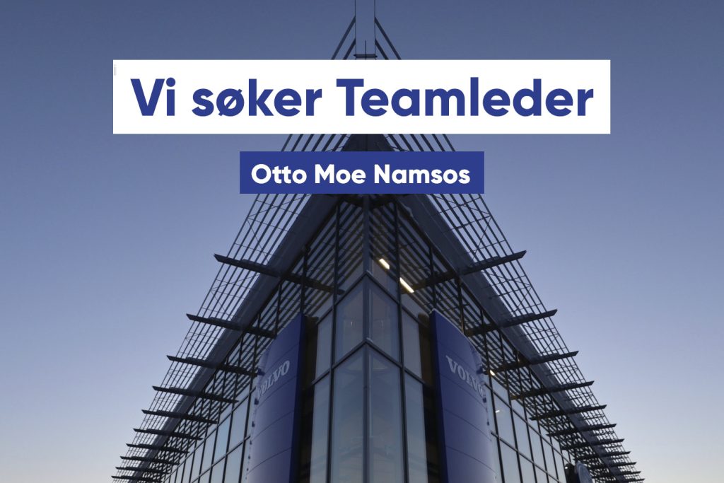Vi søker Teamleder, Otto Moe Namsos. Bilde av et bygg foran blå himmel.